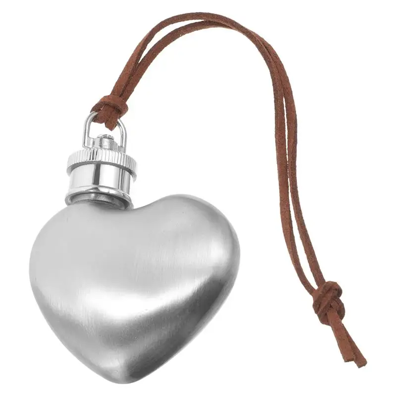 Frasco de plata para exteriores, botella de agua de acero inoxidable, pequeña, con forma de corazón, para vino, 1 unidad