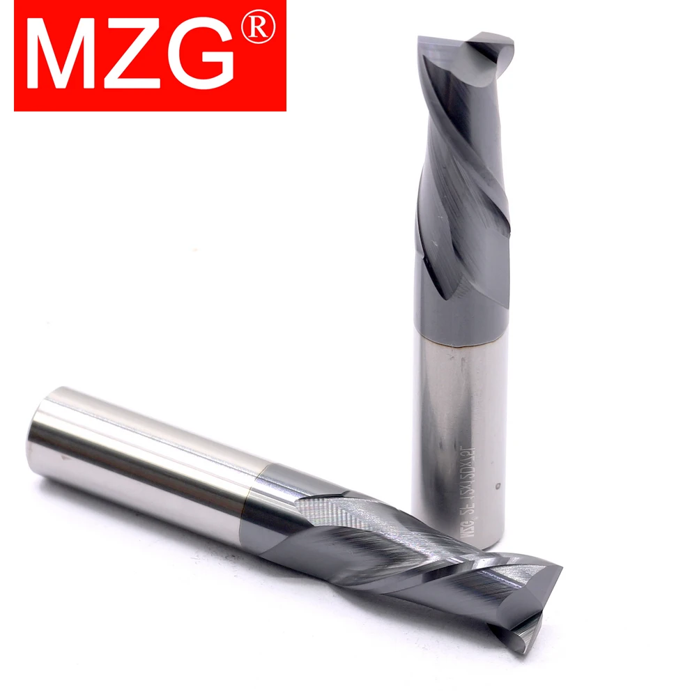 MZG 2 Flüt HRC45 Karbür Uçlu Değirmen 1 2 4 5 6 8 10 12mm Freze Kesici Alaşım Kaplama Tungsten Çelik Kesme Aleti CNC Frezeler