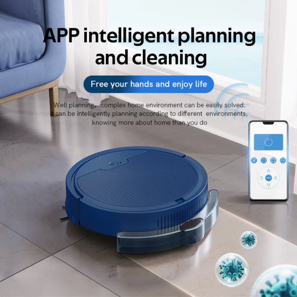 Intelligent 3-in-1 Sweeping Robot Vacuum Cleaner Mop Machine with 2000Pa Strong Suction APP USB Charging Large Box