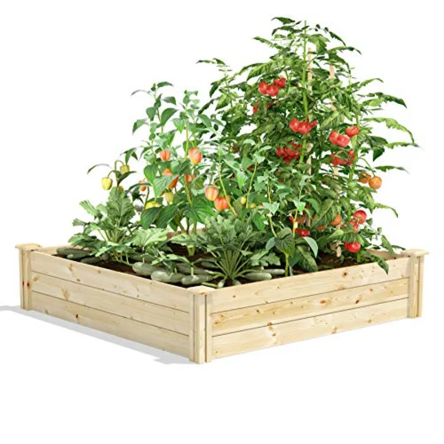 

Original Pine Raised Garden Bed 4' x 4' x 10.5" - Made in USA with American Pine