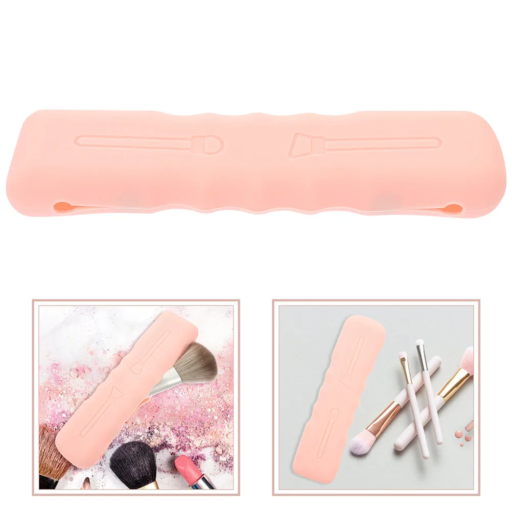 Conjunto de 2 Bolsas de Silicone para Pincéis de Maquiagem, Organizador Compacto Multifuncional para Viagem, Casa e Salão