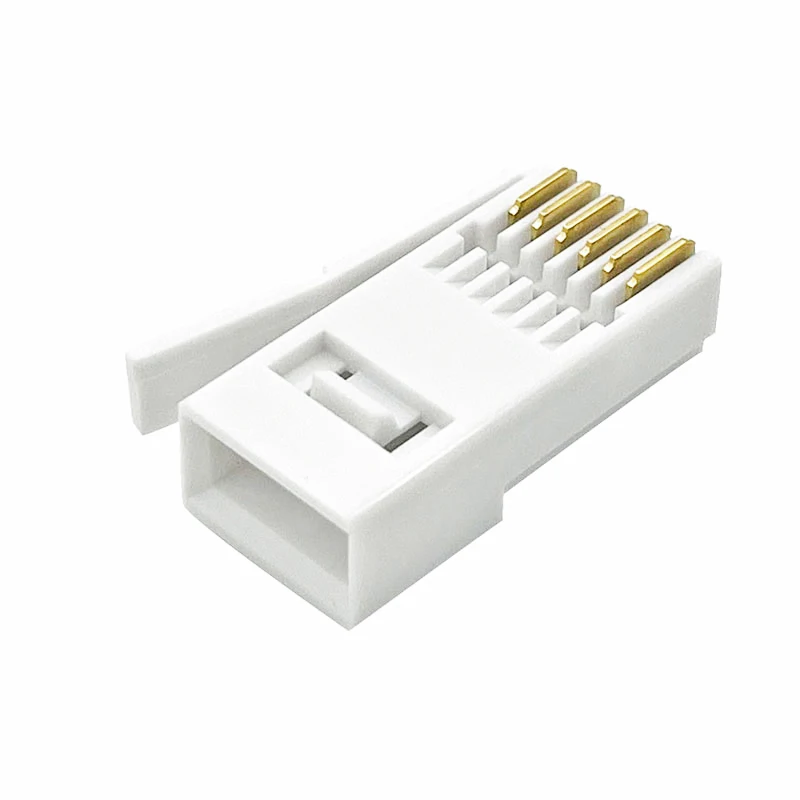 50 peças plugue rj12 estilo bt 6p6c uk conector modular de telefone fivela direita para telefone