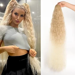 Drawstring gradient water ripple ponytail wig extra long curly hair wave ponytail synthetic wig suitable for women's daily use