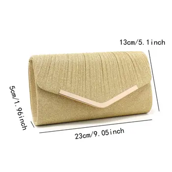 金色經典簡約小姐魅力手拿包閃亮晚餐包宴會派對手提包金屬鏈條斜挎包 10 最佳銷售 金屬錢包 - №9