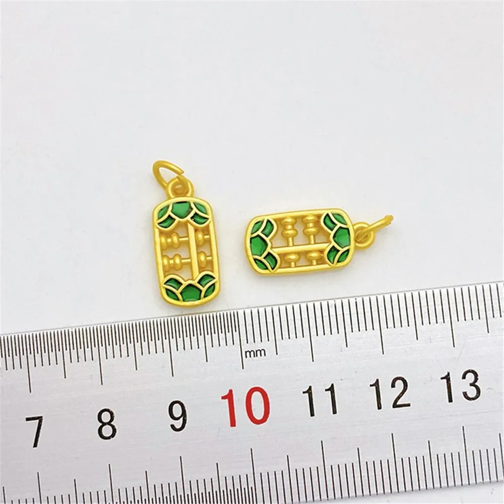 Colgante de ábaco pequeño verde con forma de gota de oro antiguo, suministros de joyería DIY, cuentas para collar, pulsera, accesorios artesanales