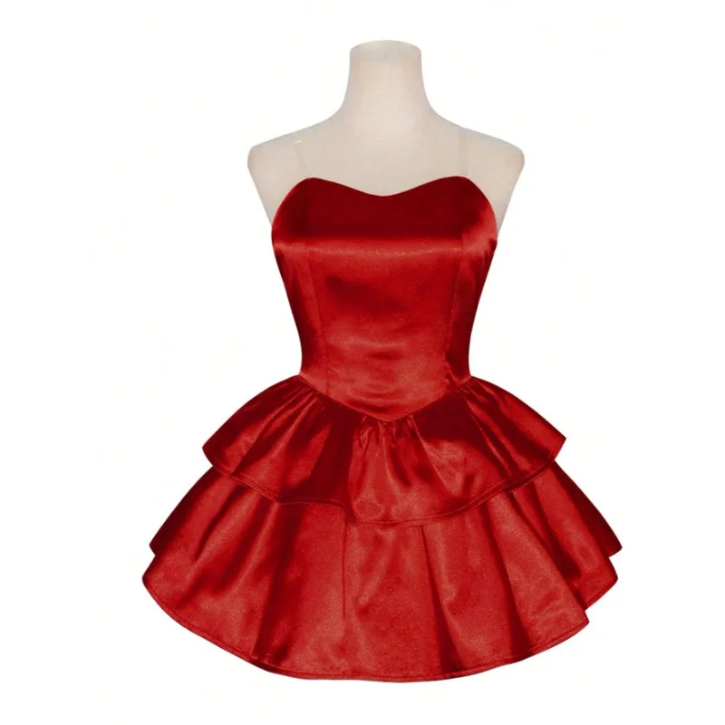 Horror Anime Mima Cosplay Costume Red Thigh-High Dress Pink Skirt Gloves Wig for Women Role Play Japanese Comic Film Outfit