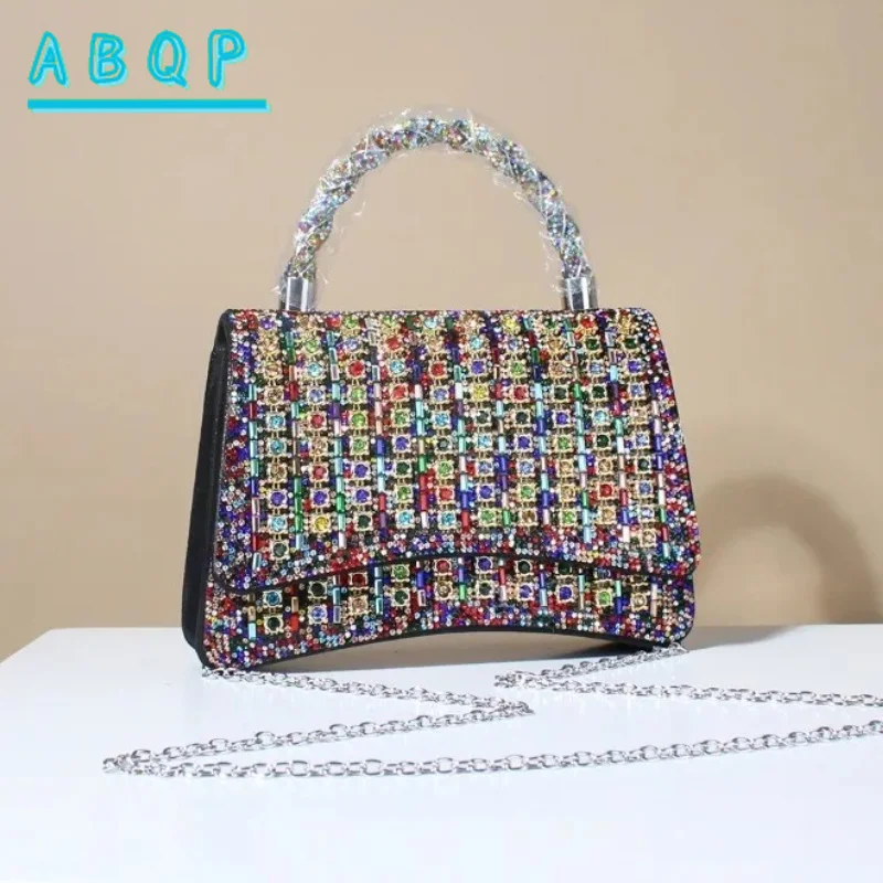 

New Dinner Women's Bag with Diamonds Sparkling Dinner Party Handbag Luxury Brand Fashion Diamond-encrusted Women's Shoulder Bag