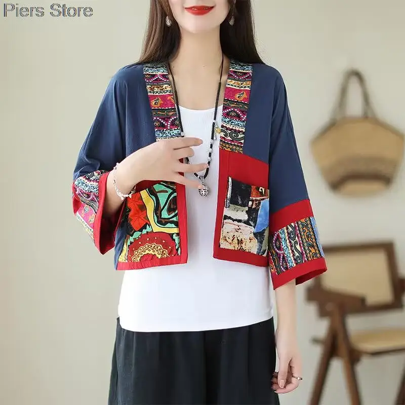 Lady Retro Stile Cinese Hanfu Top Tradizionale Elegante Camicetta da Donna Moda Abbigliamento Orientale Cotone Lino Stampa Zen Tea Shirts