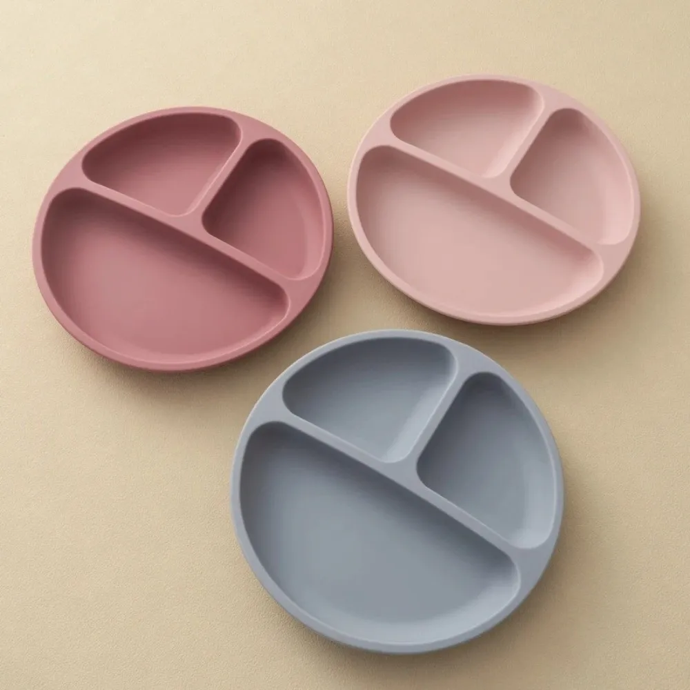 Silicone Material Baby Sucker Plate Suction Design BPA Free Silicone Dining Plate Training Tableware Feeding Bowls