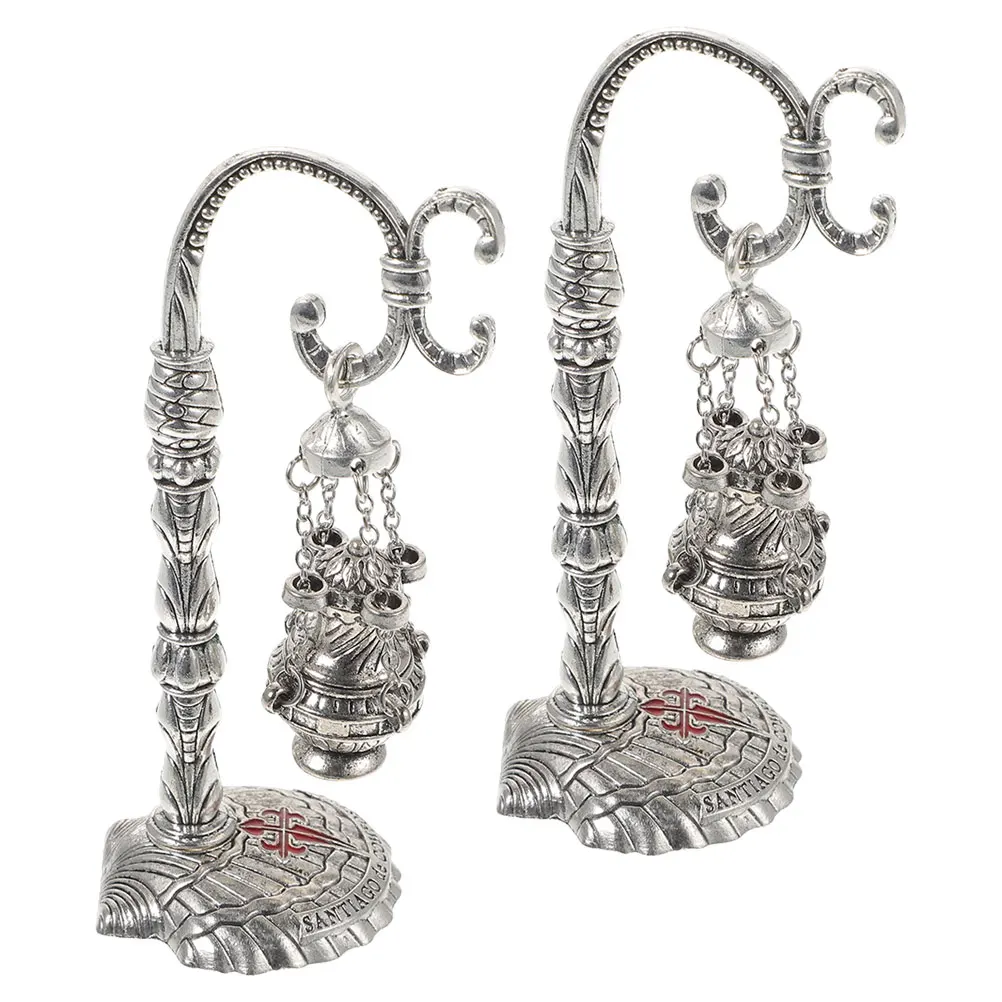

2Pcs Cross Incense Burner Hanging Delicate Censer Christian Church Prayer Meditation Spiritual Worship Essential Backflow