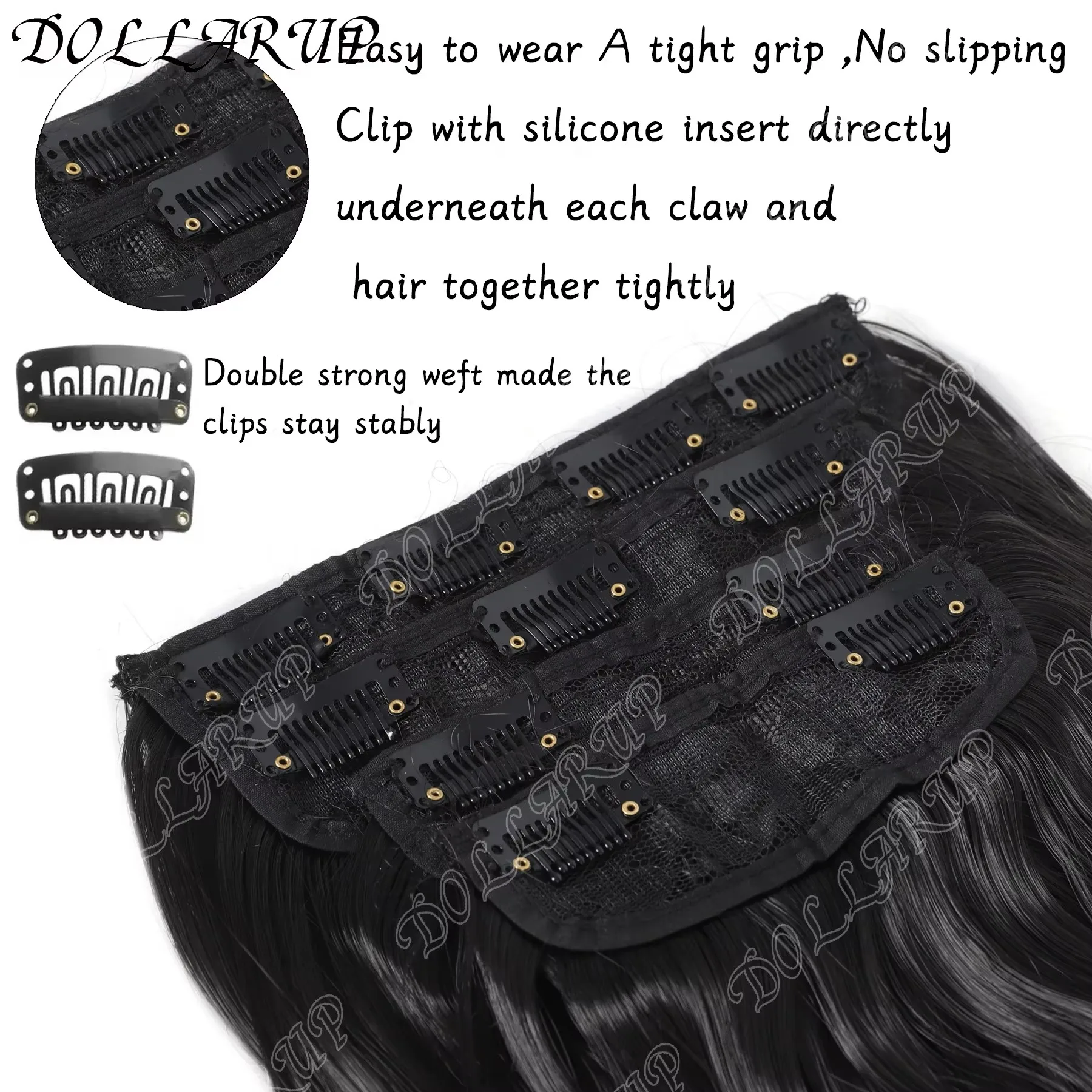 JKL 4 قطعة سميكة كاملة تطويلة شعر من الألياف رائع 11 كليب في وصلات الشعر شعر أشقر 20 ''الجسم الطبيعي متموج هيربيسي #5