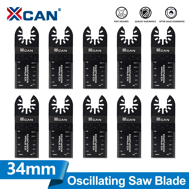 XCAN 10pcs 34mm Oscillating Saw Blade Multi-Function Saw Blades Quick Release Cutter For Wood Plastic Metal Power Tools