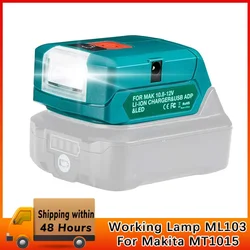 BL1021B Charger Working Lamp ML103 Portable LED Light Rechargeable Flashlight For Makita MT1015 12V 10.8V Lithium Battery BL1041