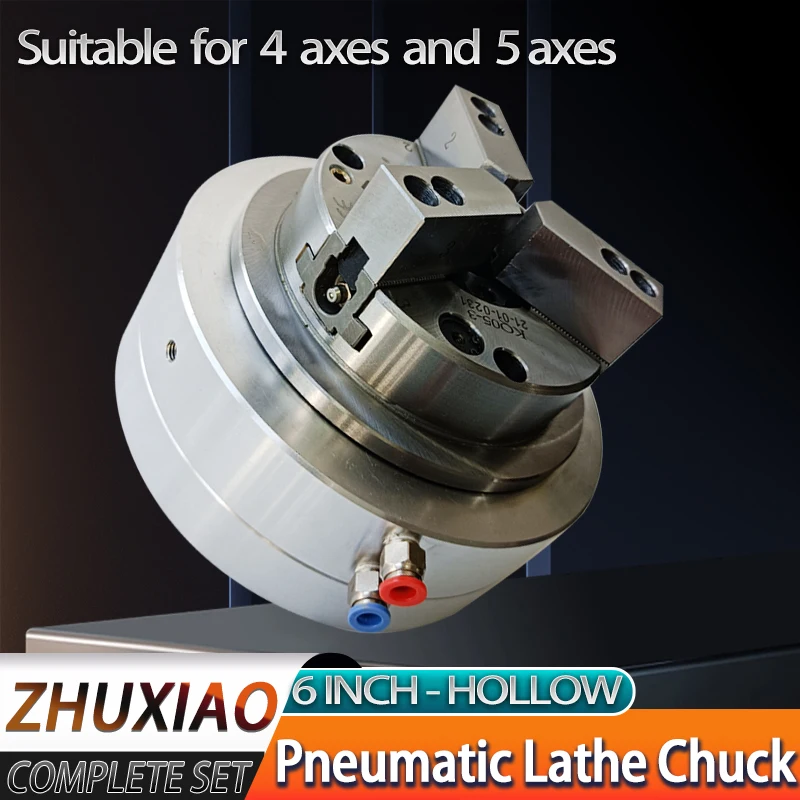 Pneumatic Lathe chuck 3 Jaw Hollow Air rotary chuck 6 inch for CNC lathes CNC Pneumatic Fixture Tools