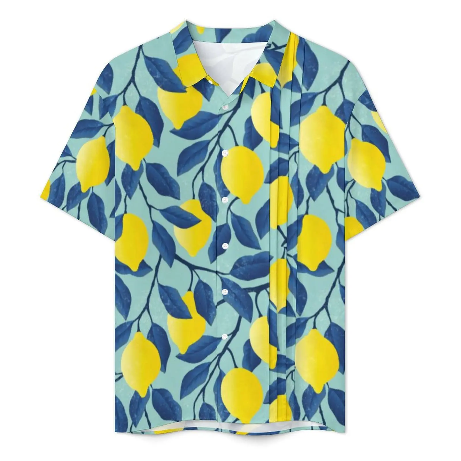 Cute Lemon Beach Shirt Funny Citrus Fruit Hawaii Casual Shirts Men Elegant Blouses Short Sleeve Y2K Fashion Graphic Top