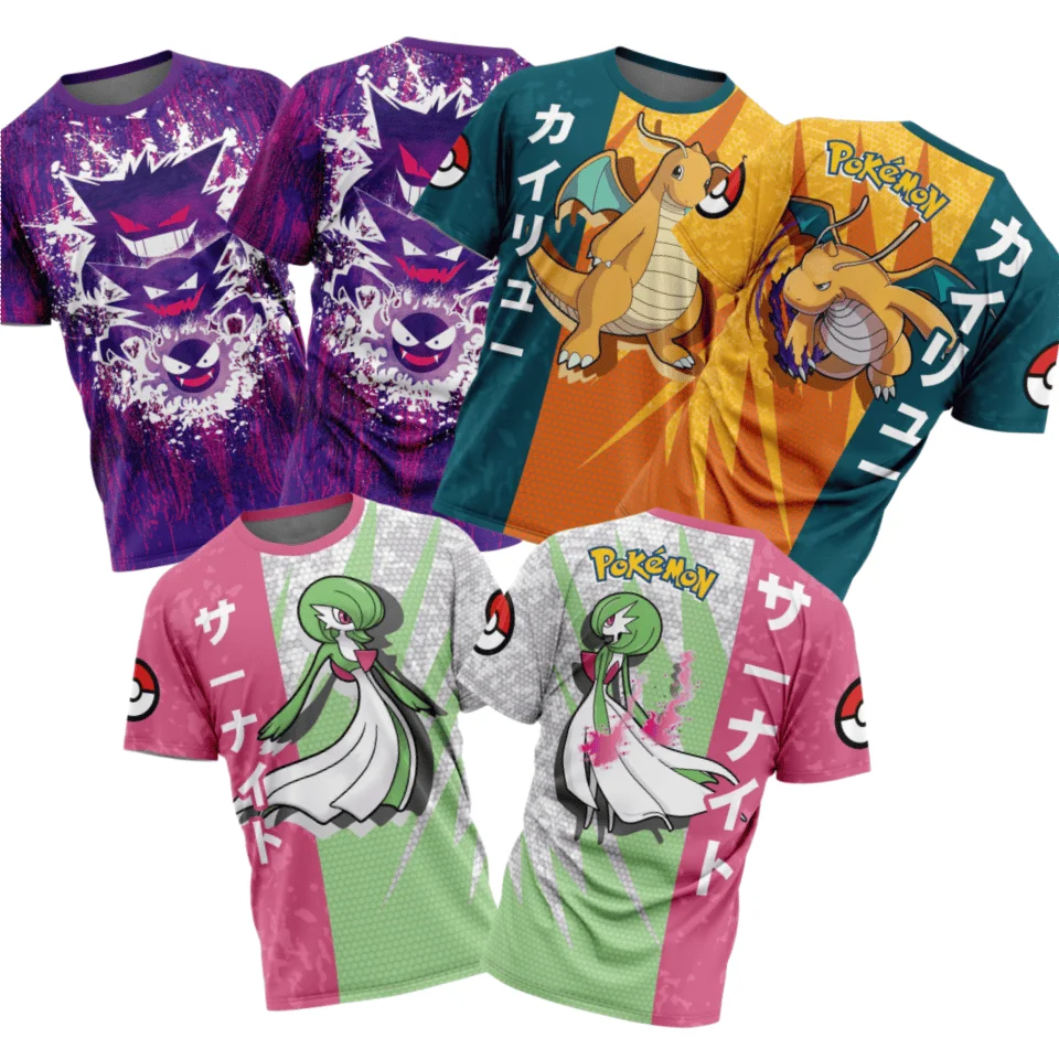 Pok É Mon Multi Character Printed Pattern Adult and Children's Casual Large Loose Breathable Sports Short Sleeve T-shirt Kids