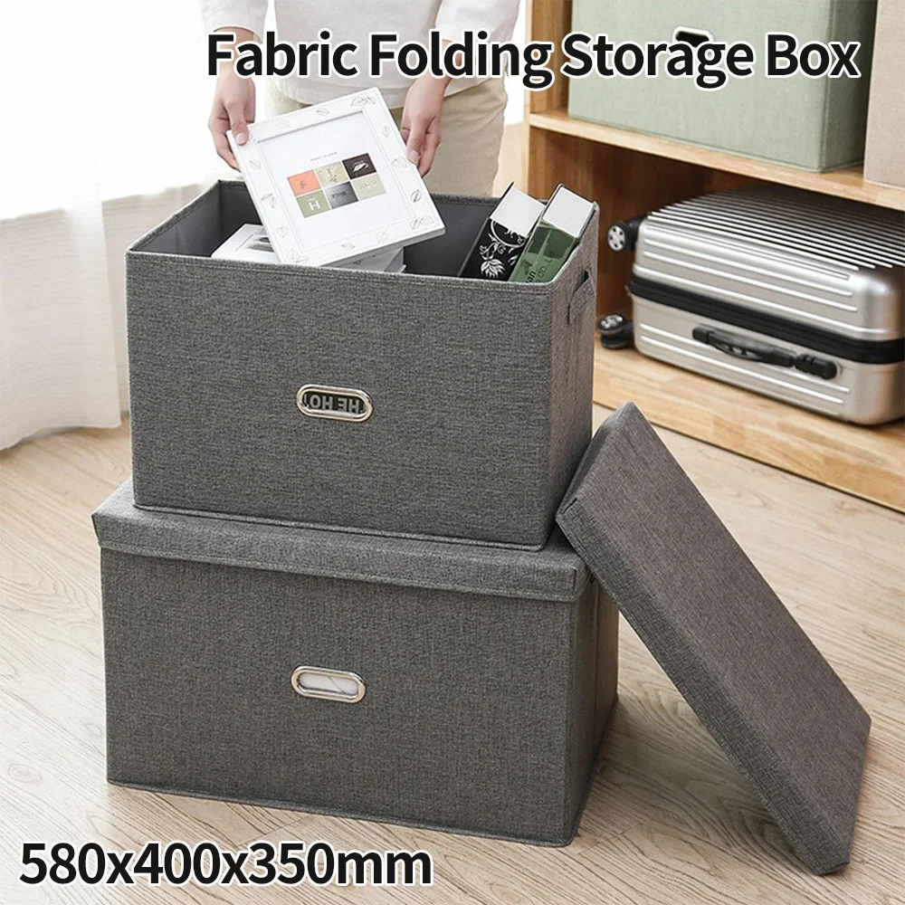 

Fabric Folding Storage Box Toy Book File Storage Box with Lid Home Clothes Sundries Organizer Household Wardrobe Sorting Storage