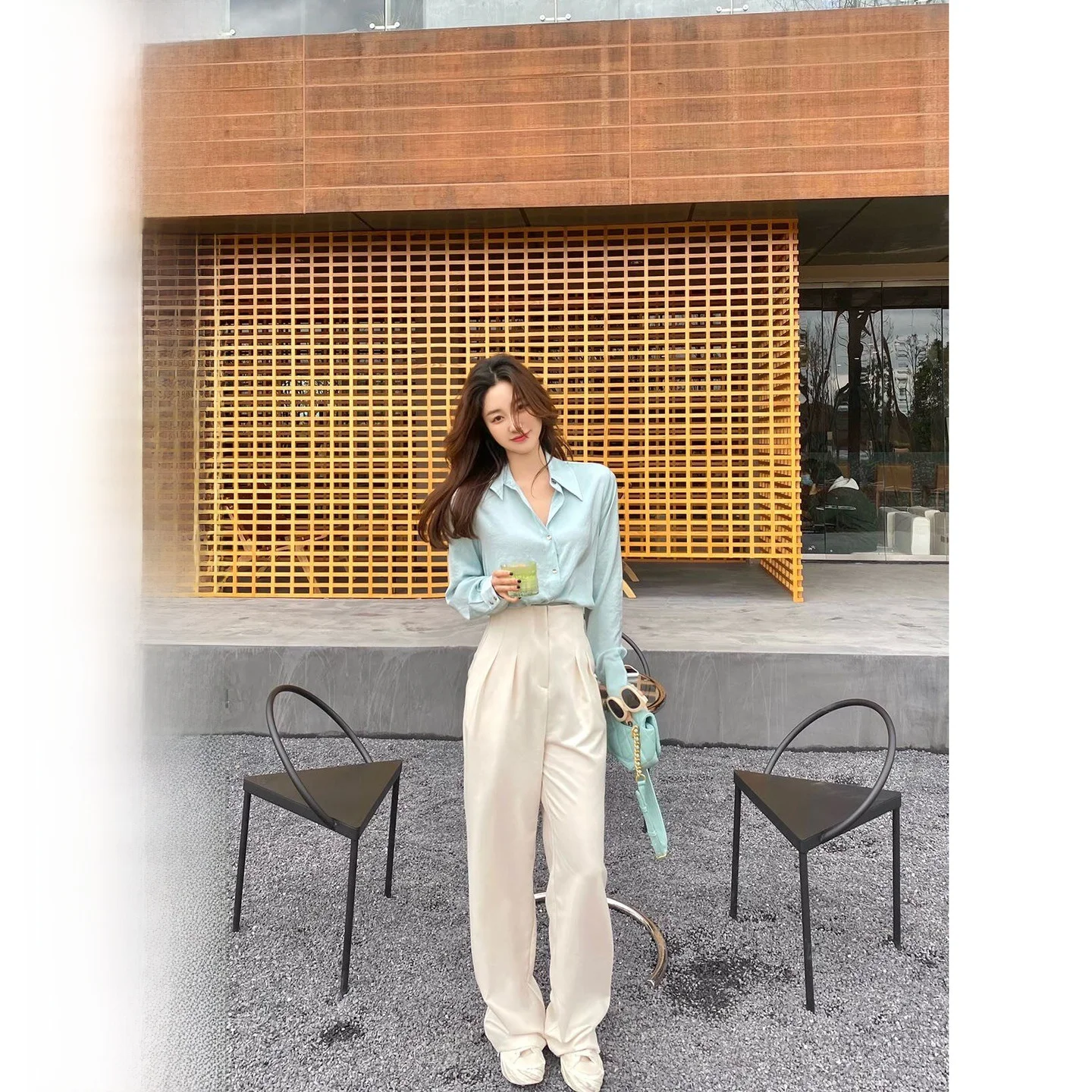 

CCZEE Spring 2023 Commuter Wide Leg Pants Drapey Casual Versatile High Waist Long Trousers for Young Women in Their 20s