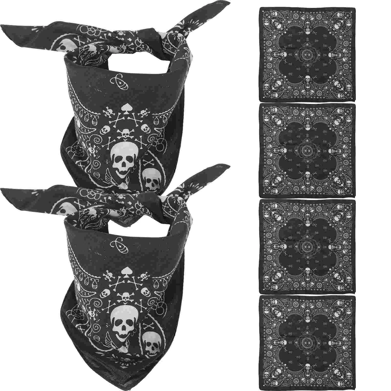 6 ชิ้น Skull ผ้าพันคอขี่จักรยานกลางแจ้ง Man Bonnet สําหรับผู้ชาย Kerchief 55x55 ซม.ผ้าพิมพ์ Headwrap