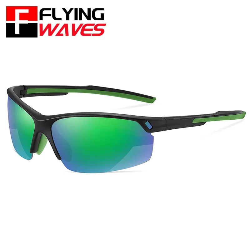 FLYING WAVES TR90 Halbrahmen-Sportsonnenbrille für Männer und Frauen, Radfahren, MTB, Angeln, Fahren, Pickleball, Anti-UV-polarisierte Schutzbrille