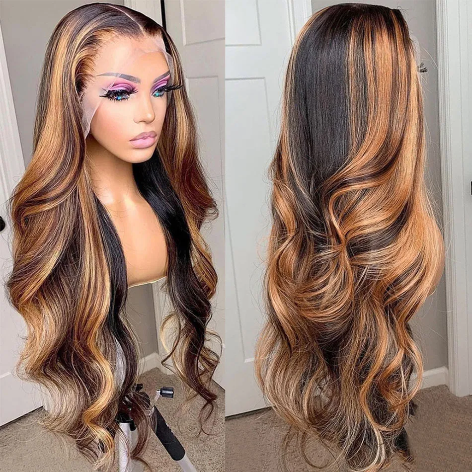 Highlight Wig 13x6 Hd Lace Frontal Wigs 13x4 Ombre Body Wave Lace Front Wig Human Hair Pre Plucked Brazilian Bleached Wigs Sale