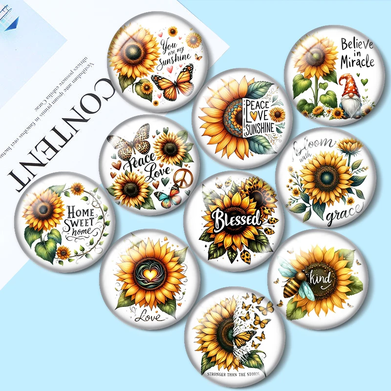 

Sunflower Butterfly 12/18/20/25mm glass cabochon bracelet pendant rings for jewelry demo earrings back Making findings