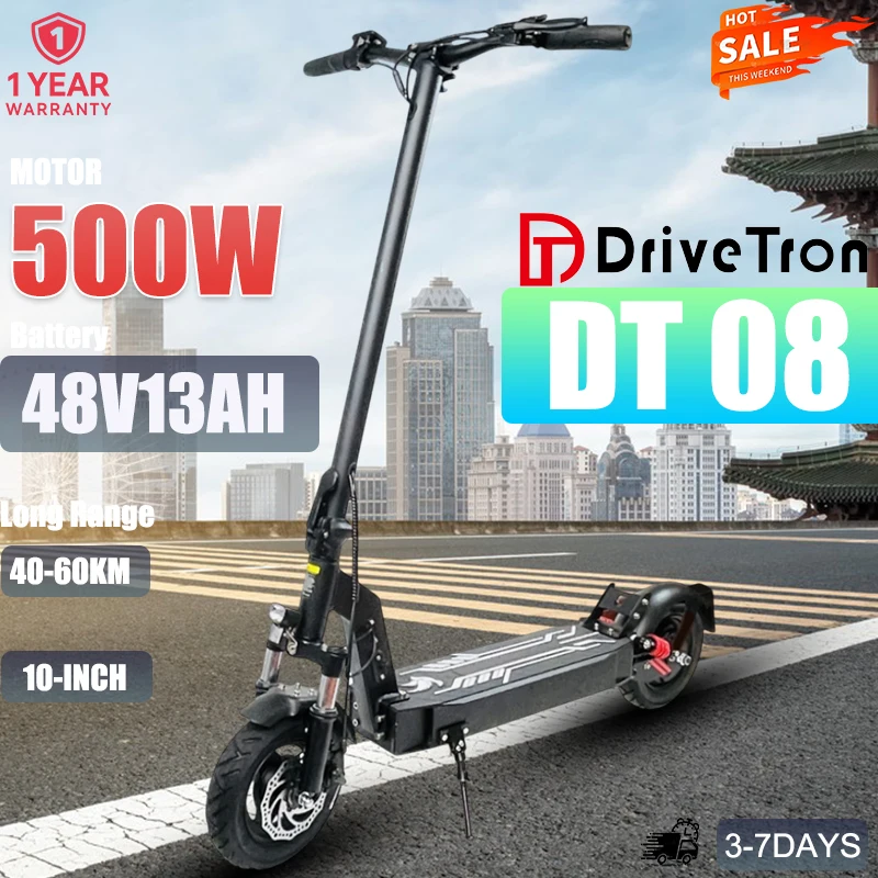 DT08 EScooters Peak Power 1100W 48V13AH نطاق الرحلات 40-60KM 10 بوصة جميع التضاريس الإطارات E-سكوتر سكوتر كهربائي عبر البلاد