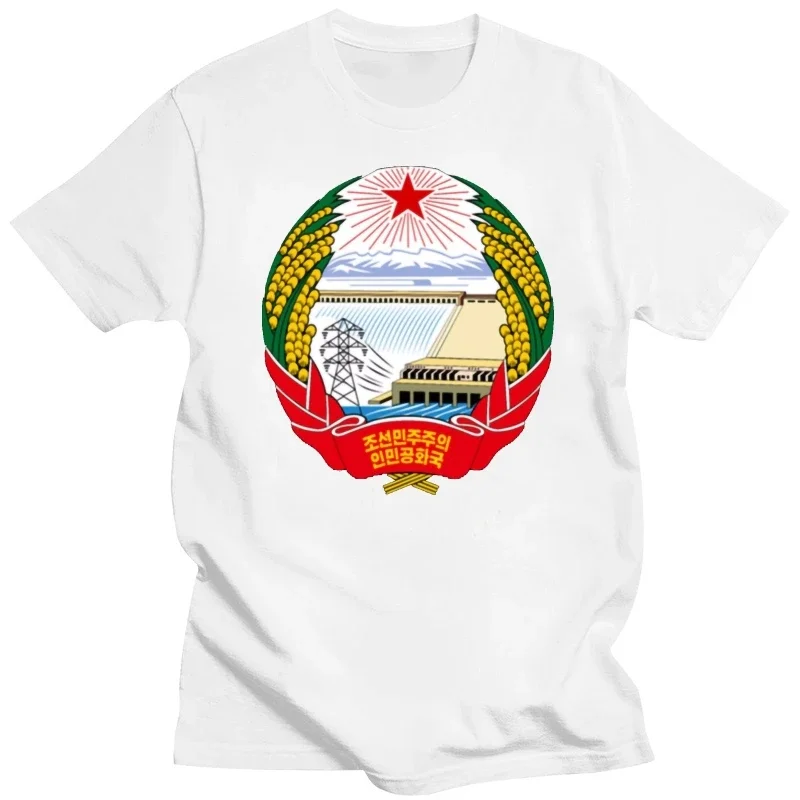 توب رجالي كبير الحجم برقبة مستديرة ، توب رجالي ، وصل حديثًا ، خمر ، شعار كوريا الشمالية ، قطن ، مخصص ، أكمام قصيرة ، عائلة #1