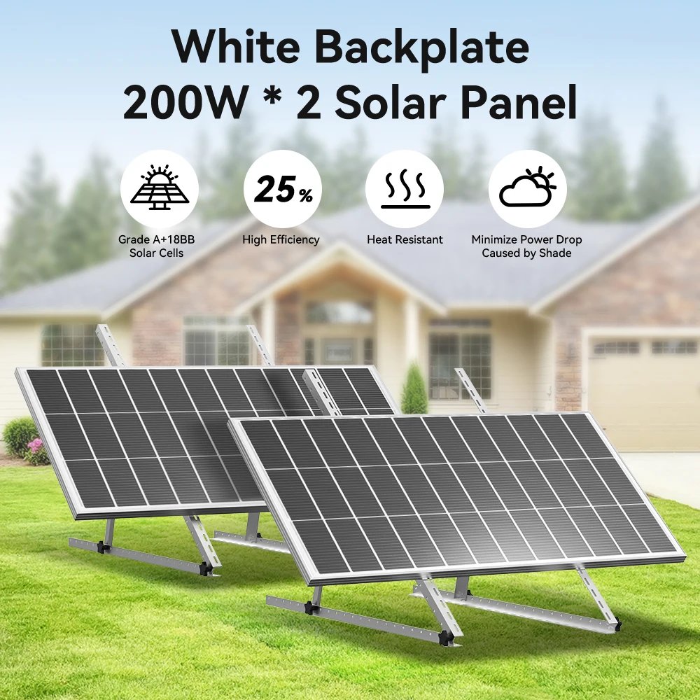 RVPOZWER 200W 12V 18BB Monocrystalline Solar Panel IP68 Waterwoof High-Efficiency Easy to Install for Camping/Home/RV
