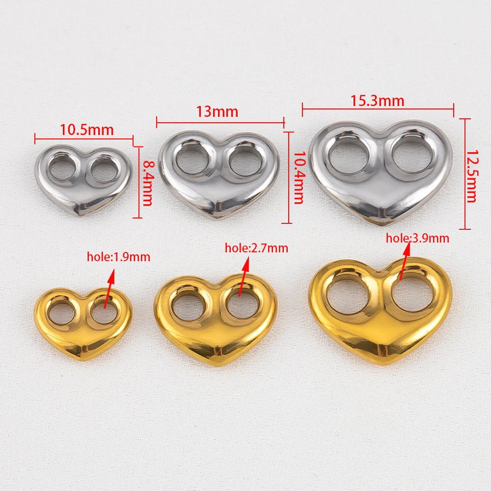 5 قطعة 304 الفولاذ المقاوم للصدأ ثقبين القلب قلادة الحد الأدنى سوار ذاتي الصنع قلادة العثور على تنوعا الملابس تقليم الزينة