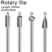 1Pcs Rotary Burr 1/4 Inch 6mm Shank 150mm Long Carbide Cutter Rotary Files CNC Engraving Bit For Dremel