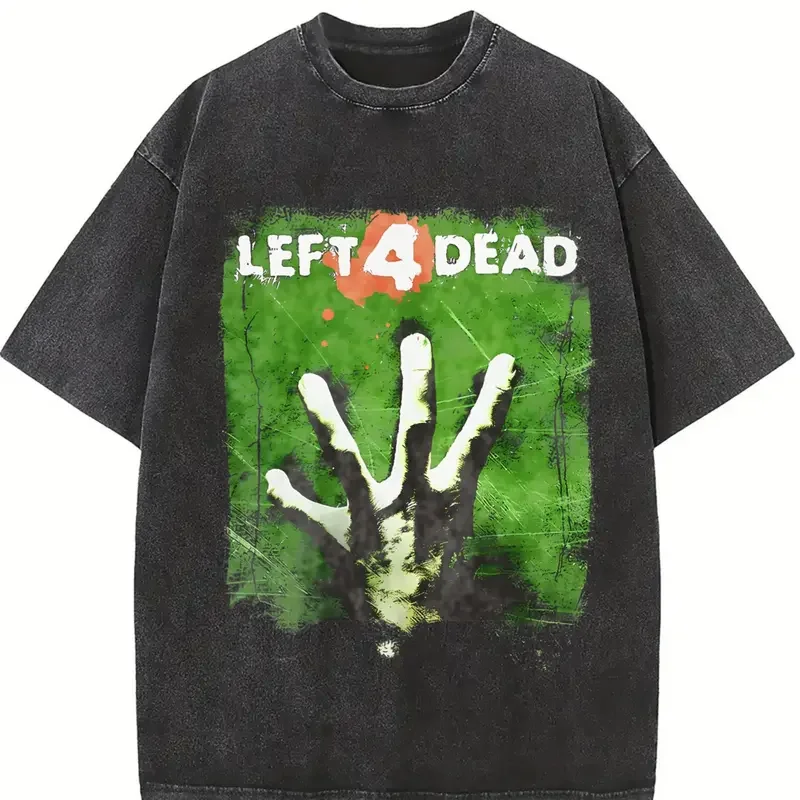 Left 4 Dead T Shirt Vintage New Graphic 2008 Grunge Y2K Tapout Affliction Emo Goth Retro Gamer Skater Opium Skull Southpole Punk, Unisex T-Shirt, Gift For Men Women Menswear Top Streetwear
