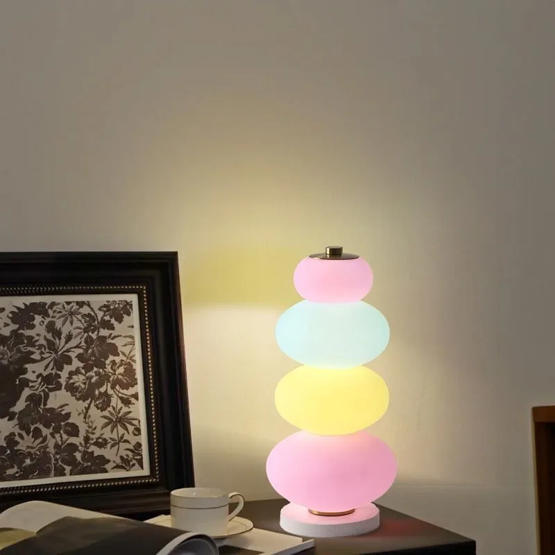 Creative Rainbow Candy Stacked Macaron Acrylic Floor Table Lamp LED Dimmable Bedroom Living Room Ambient Decor Novelty New
