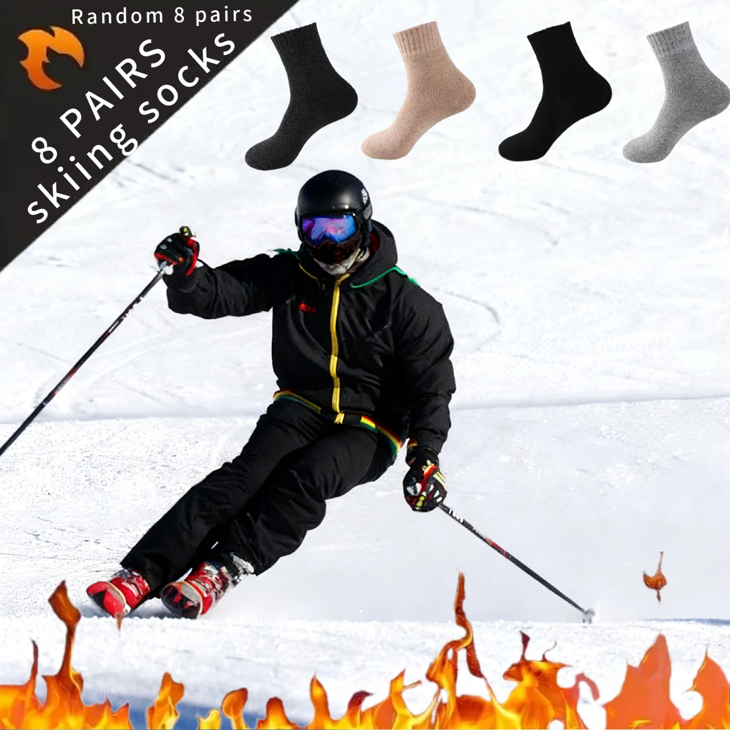 

8/4/1 пара мужских толстых теплых носков средней длины для катания на лыжах и прогулок, удобных и мягких в ношении.