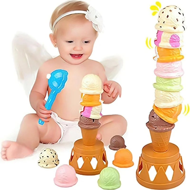 Set da gioco per gelato, paletta impilabile e per bilanciare il gelato per i più piccoli, set da gioco per bambini, set da cucina, dessert