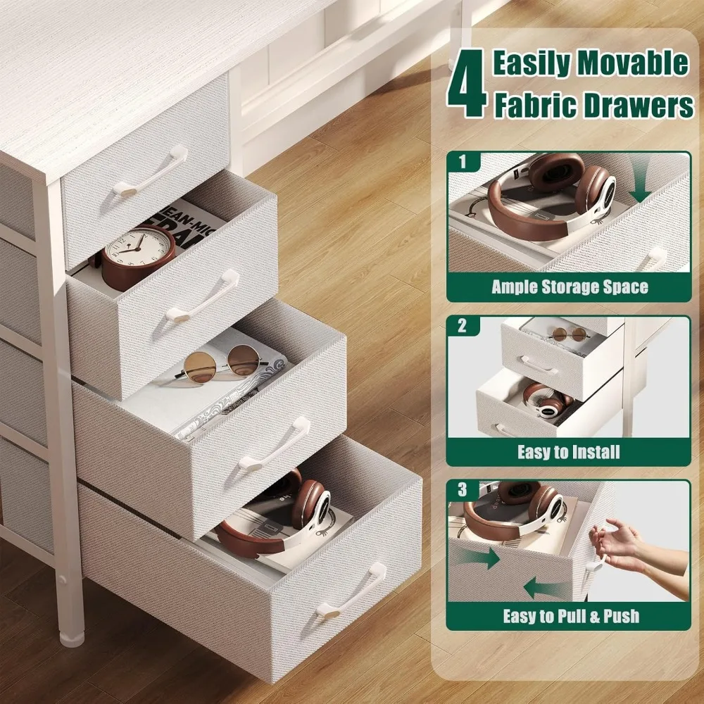 Large Corner Computer Desk 66 L-Shaped with 94.4 Work Area, 4 Adjustable Drawers, 2 Monitor Stands, and Power Outlets for Home O