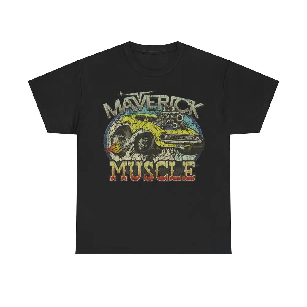 Maverick Muscle Car 1970 Distressed Print T-shirt  Cotton Luxury brand vintage oversized