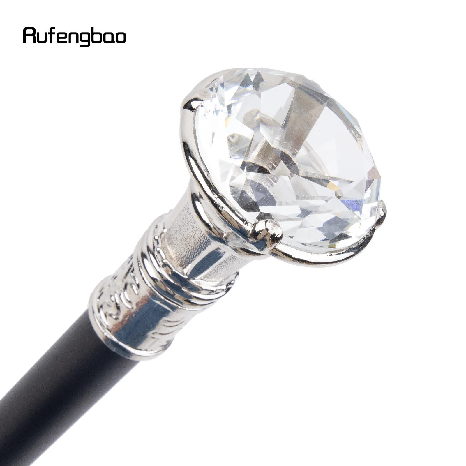 Bastão de caminhada branco tipo diamante transparente, cana fashion para cavalheiro, cosplay, botão de cana, 90cm, performance, palco