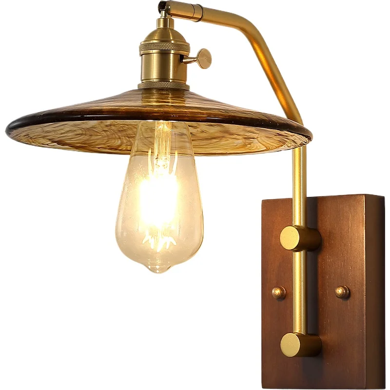 

Japanese-style wabi-sabi retro coffee shop decorative lamp, solid wood bedroom telescopic atmosphere lamp