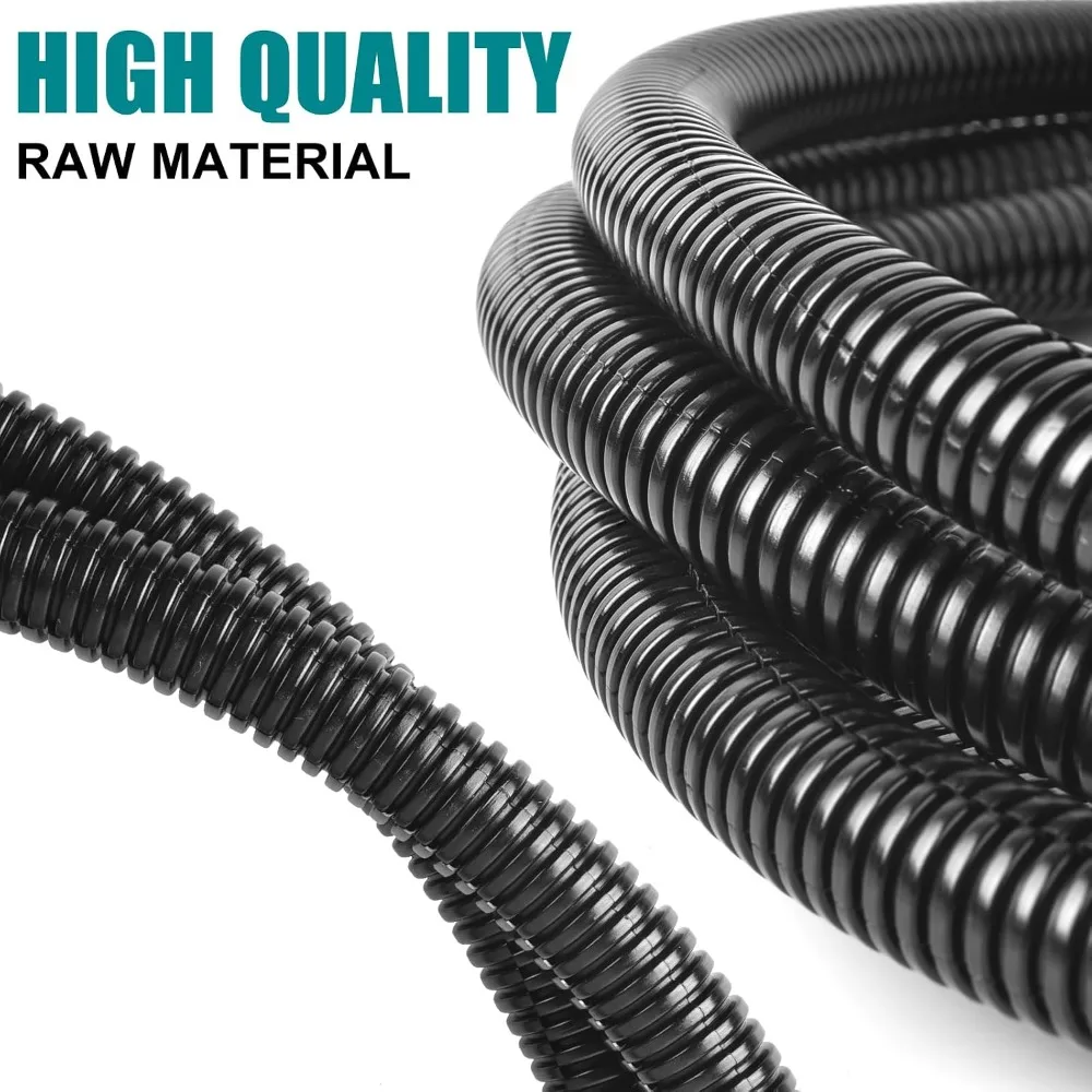 1/2 Inch Split Plastic Wire Loom Tubing 10 Feet Flexible Automotive Cable Protective Conduit with Matching Cable Zip Ties