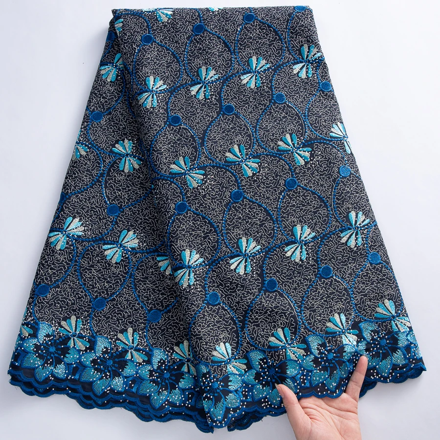  نسيج دانتيل قطن أفريقي - تصميم مطرز بالزهور السويسرية 5 ياردات لفساتين الزفاف، كوتور، جيلي #1