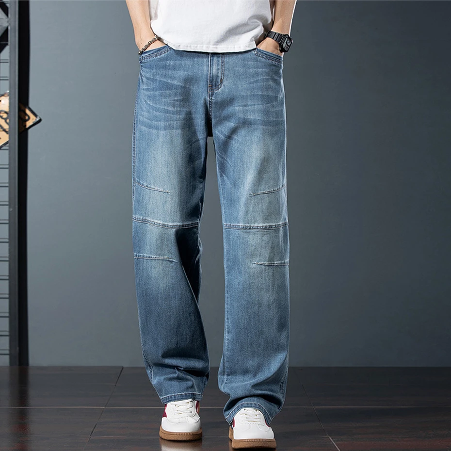 Jeans Men Denim Pants Plus Size Fashion Casual Straight Jeans Pants Plus Size 42 Trousers Male Bottoms