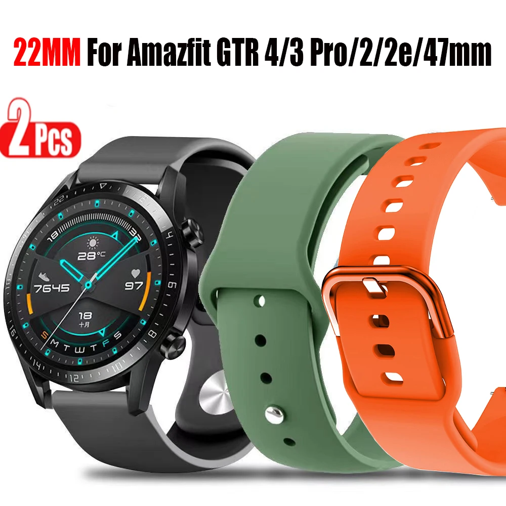 Huami Amazfitウォッチ用シリコンストラップ,2個,22mm,gtr,4/3 pro/2/2e/47mm/ace/stratos3および2用