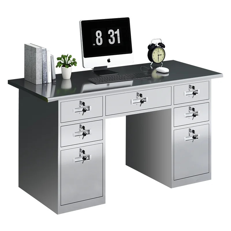 Mesa de aço inoxidável oficina limpa mesa de trabalho com gavetas mesa de escritório console médico mesa de computador de laboratório