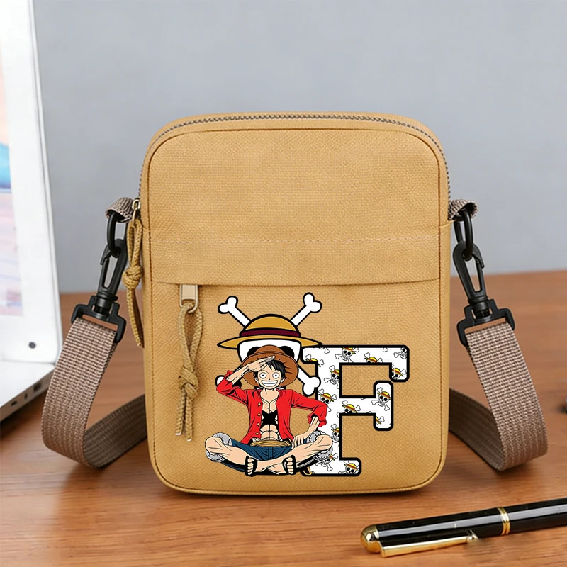 

Anime One Piece Shoulder Bag for Boy Girl Cartoon Luffy Adjustable Multiple Compartments Mobile Phone Bag Casual Crossbody Bag