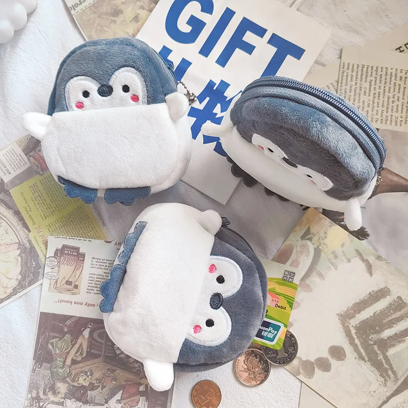 1pc animal shape headphone zipper money Penguin women wallet Kawai card key money coin purse bags gift