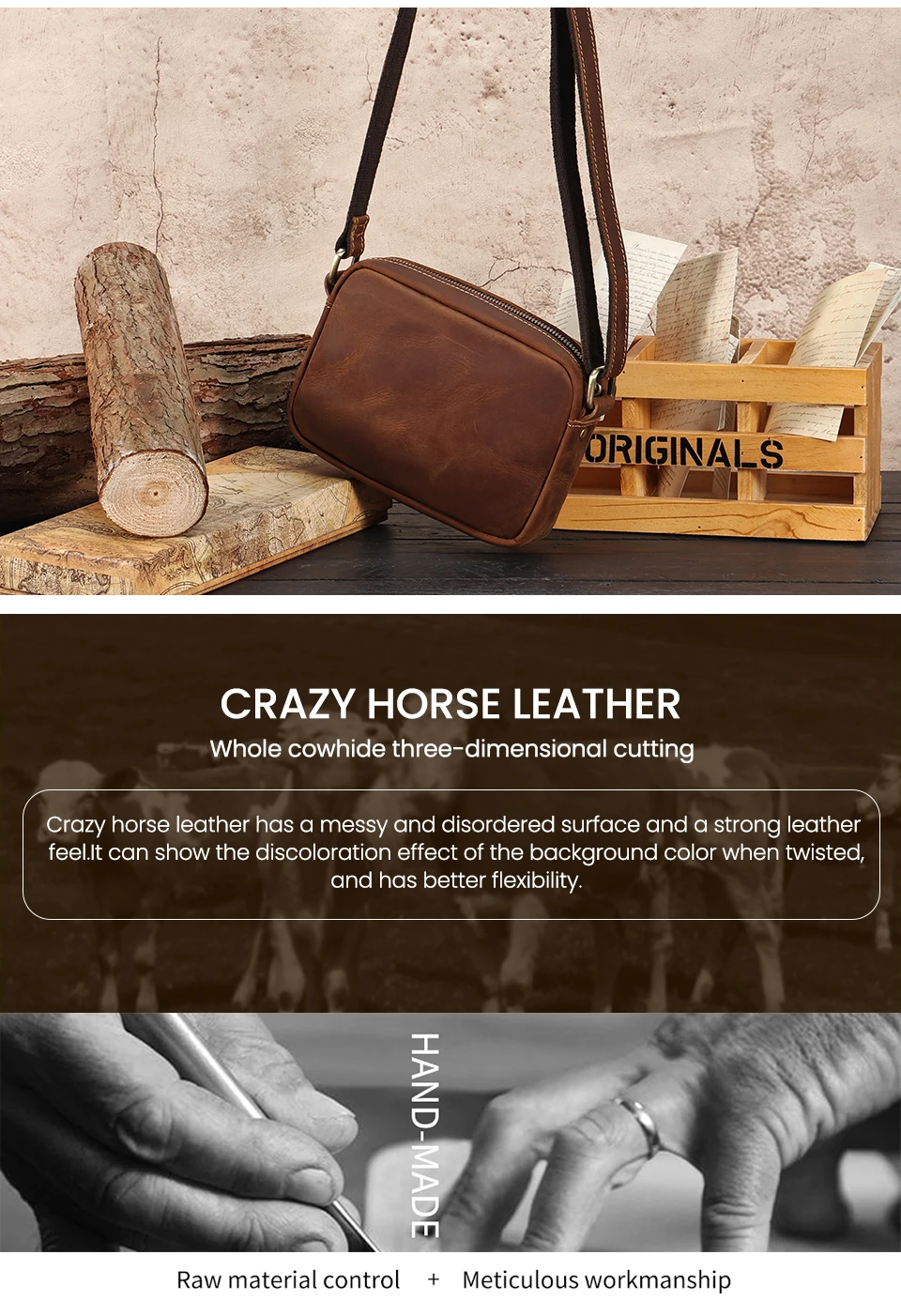 JOYIR Mini-Umhängetasche aus echtem Leder, Reise-Umhängetasche für Damen und Herren, Handy-Geldbörse, Reisetasche, Umhängetaschen – Detail 6