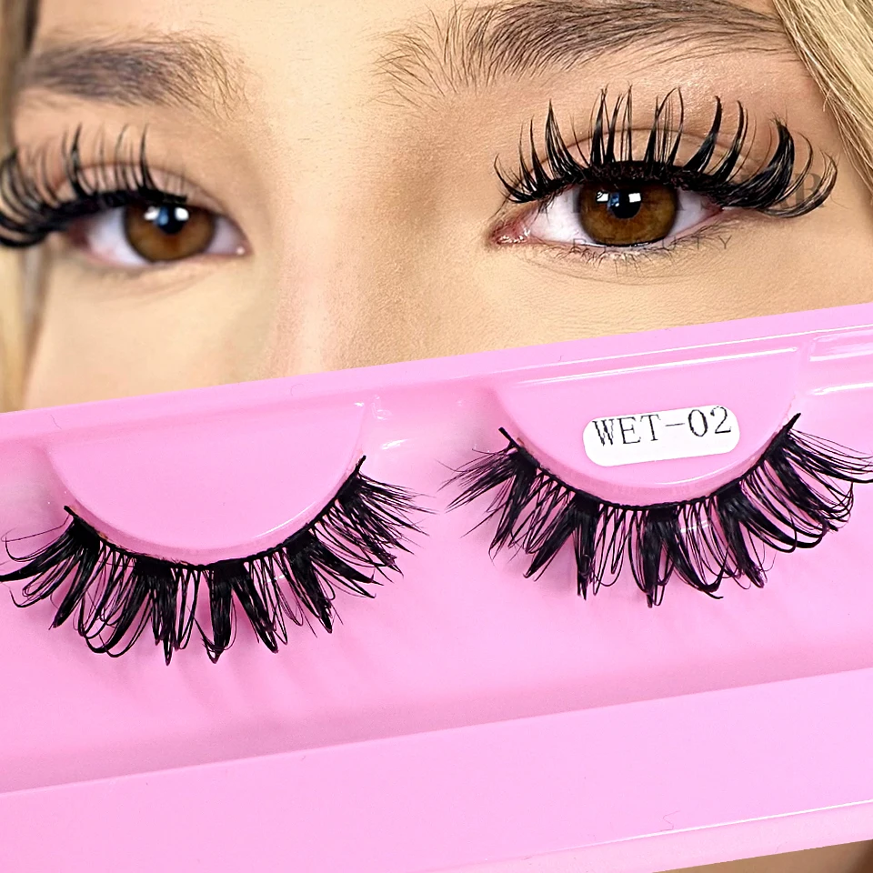 Faux Mink Strip Lashes Wholesale Bulk Items Short Spike Volume Wet Lash Extensions Fake Eyelashes Makeup