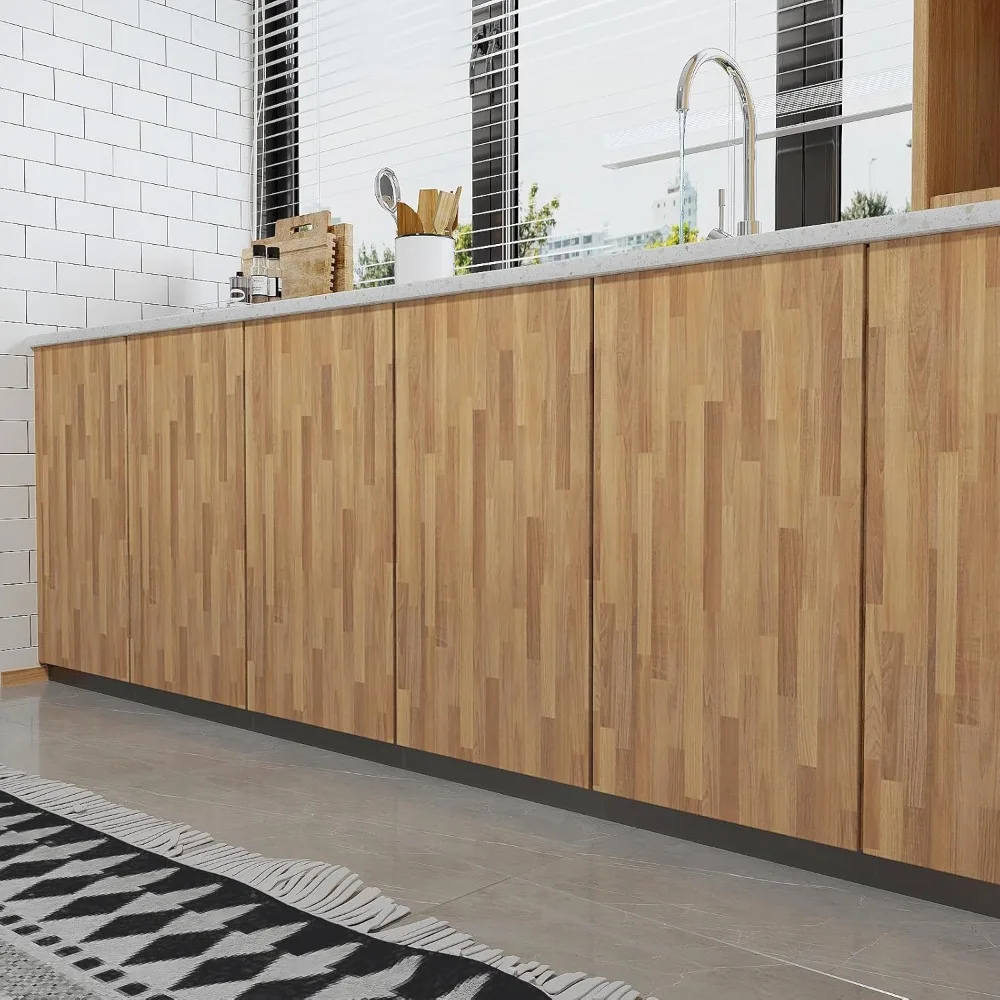 غطاء كونترتوب كبير من الفينيل والحبوب الخشبية المقاومة للماء، قابل للتقشير واللصق للخزائن، مقاس 32 × 354 بوصة، نمط كتلة الجزار