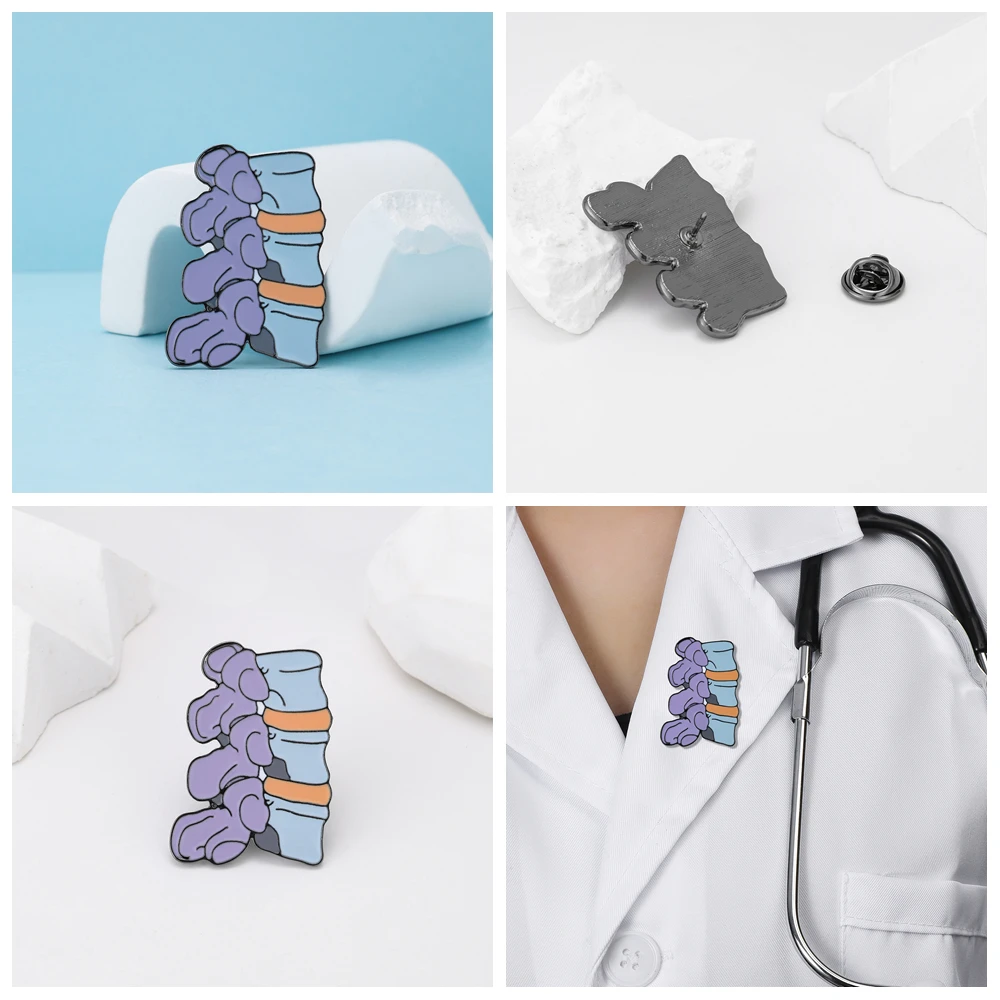 Hanreshe Set di spille per ossa mediche Ortopedia Spille scheletro Zaino Distintivo da bavero Gioielli per ortopedia Dottore Infermiere